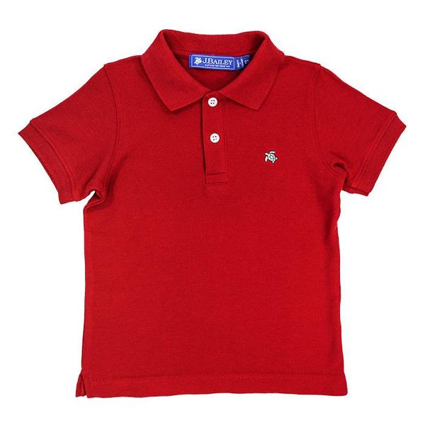 2 Button Red Short Sleeve Polo 