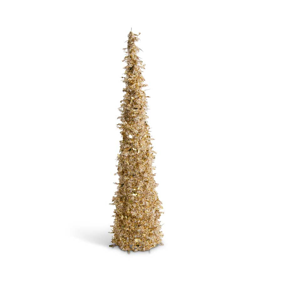 24 Inch Gold Iced Beaded Cone Tree