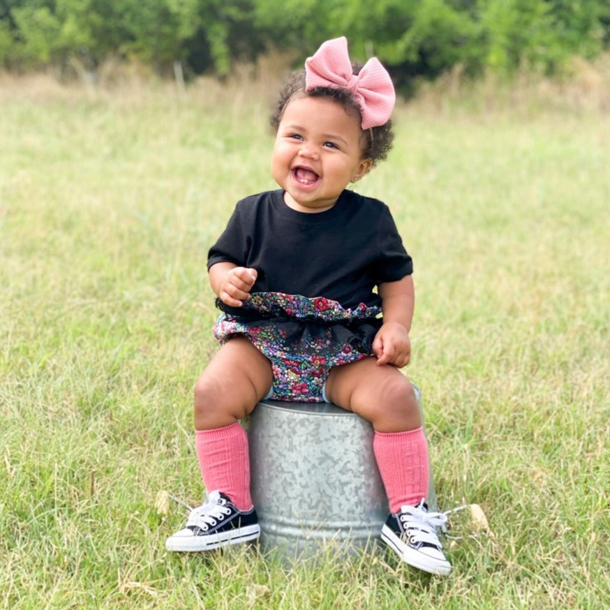 Hibiscus Pink Cable Knit Knee High Socks