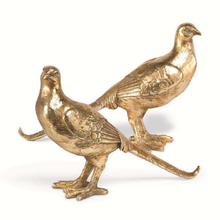 Gold Resin Pheasants - Set of 2