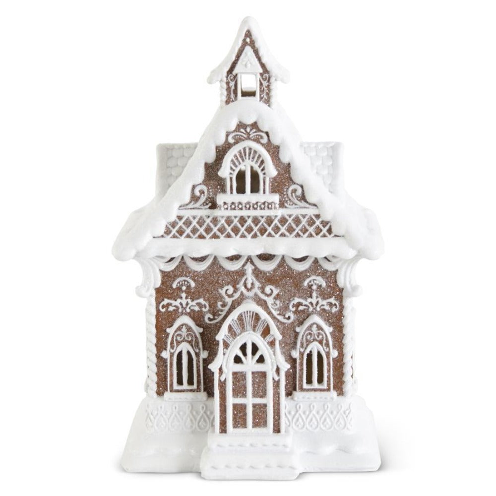Brown Glittered LED Gingerbread House