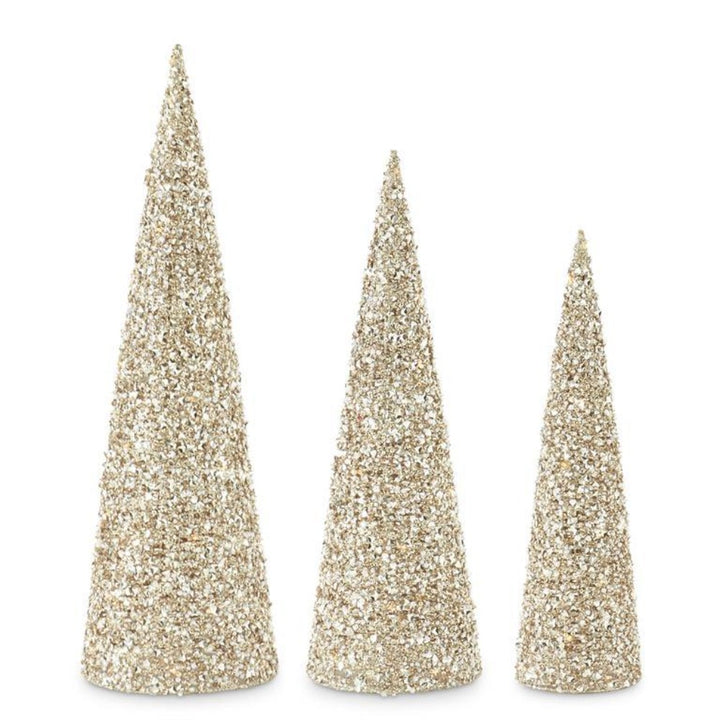 Champagne Sequin Embellished Cone Trees