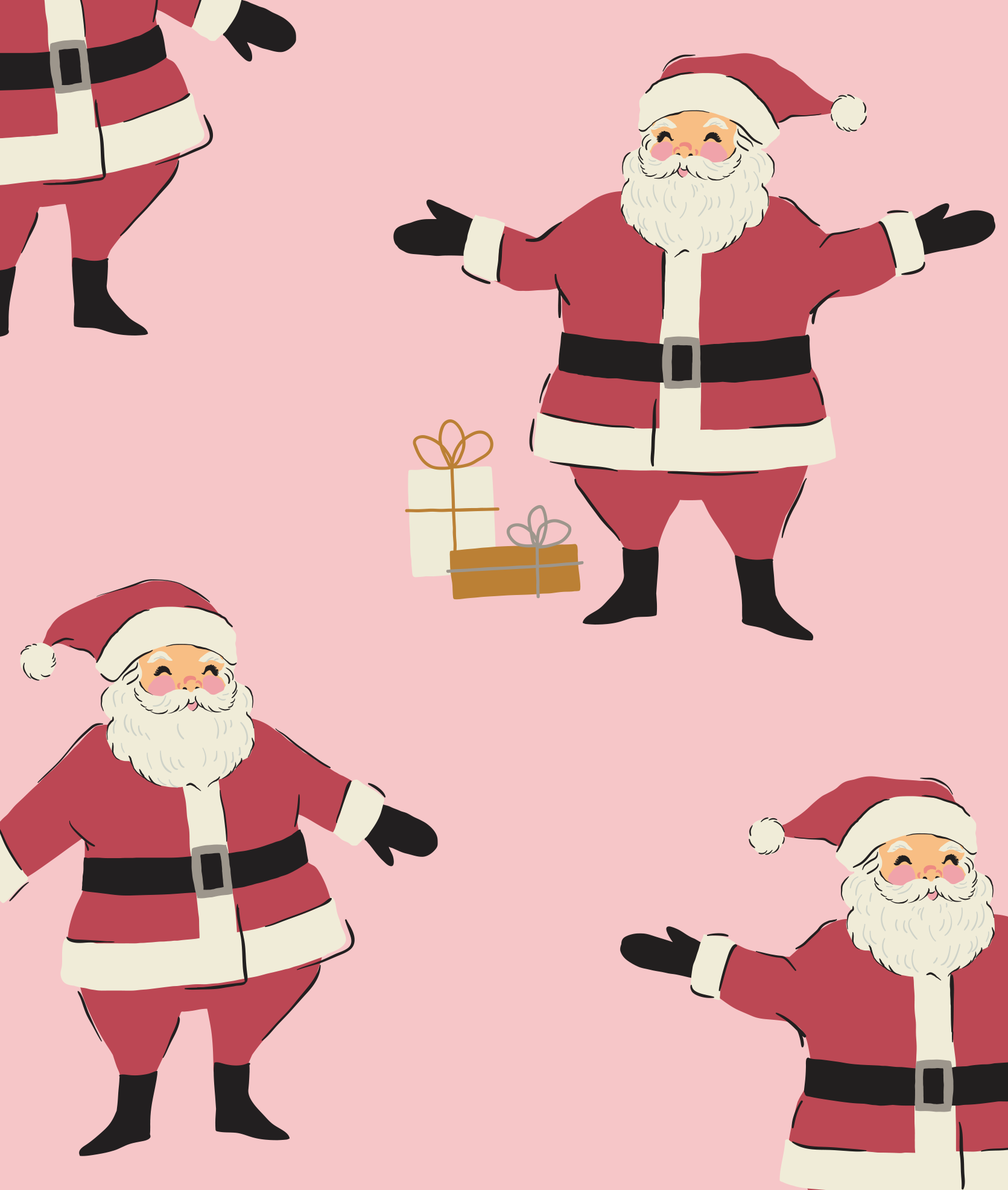 Strawberry Cream Santas Baby/Kid/Adult Holiday PJ Set