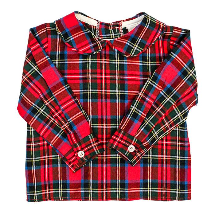 Boys Piped Button Back Shirt - Wales Plaid