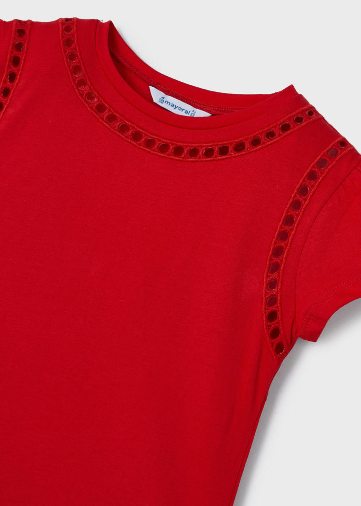 Red Short Sleeve Embroidered T-shirt