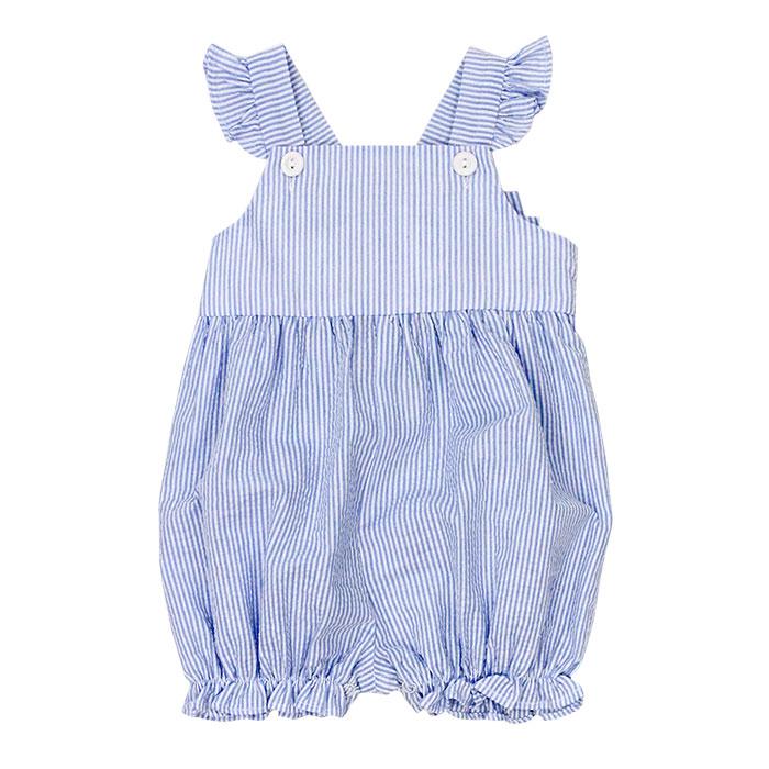 Light Blue Seersucker Romper with Bow