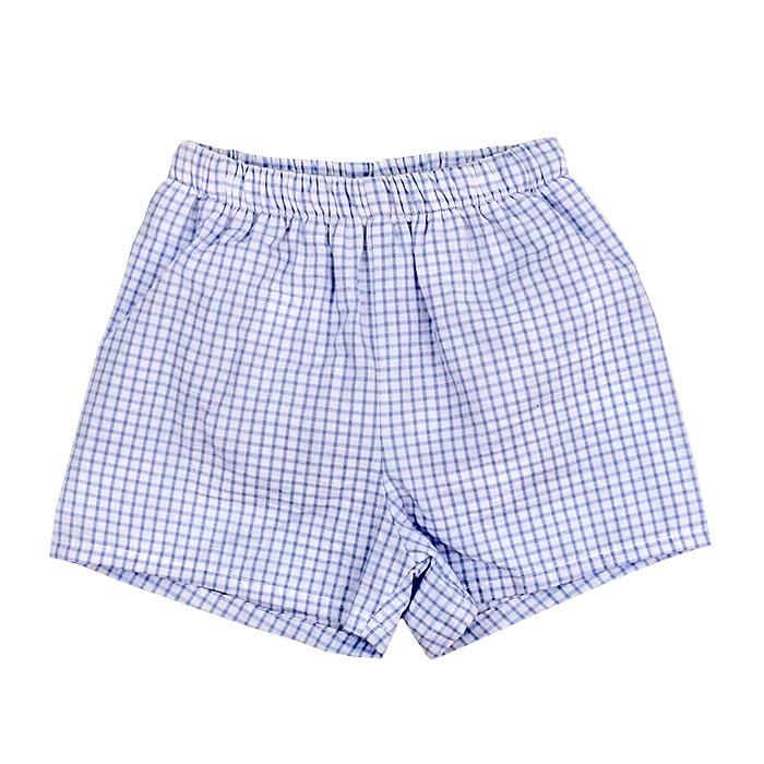 Light Blue Windowpane Seersucker Shorts