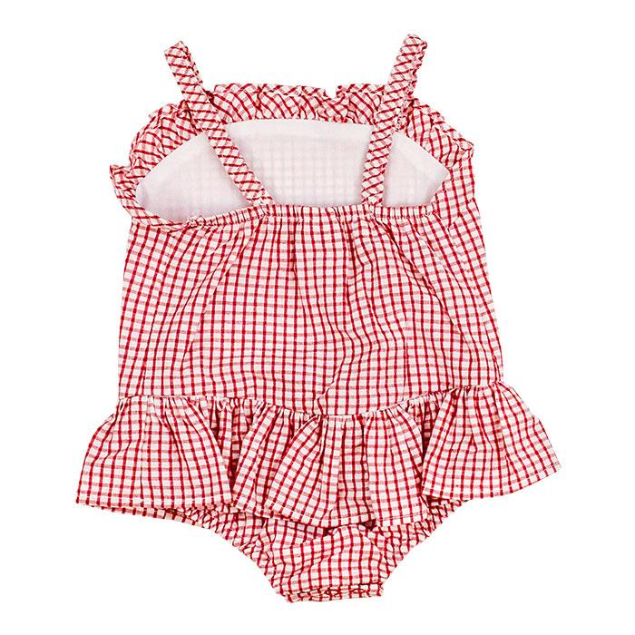 Red Windowpane Seersucker One Piece Swimsuit