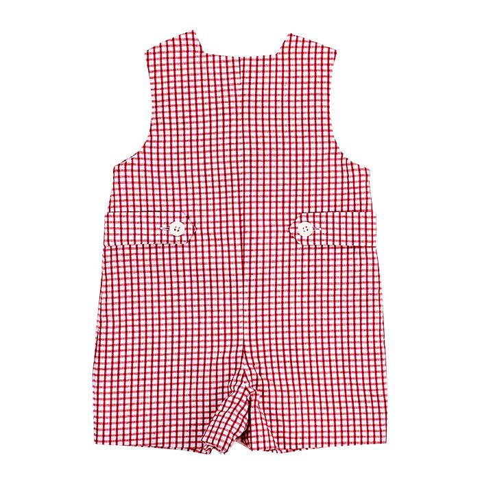 Red Windowpane Seersucker John John 