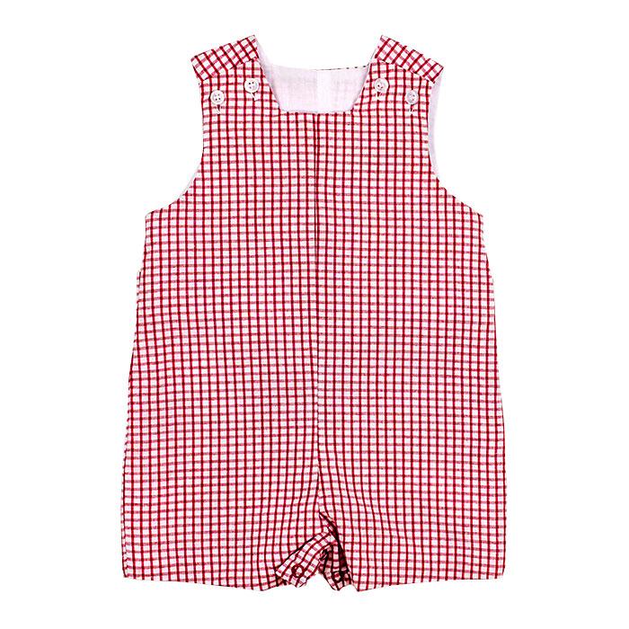 Red Windowpane Seersucker John John 