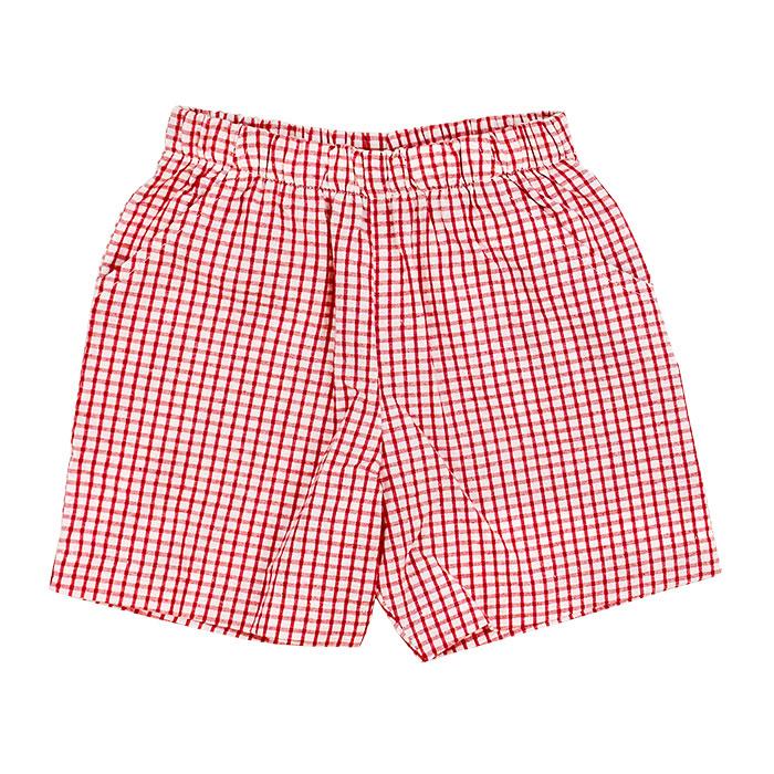 Red Windowpane Seersucker Shorts
