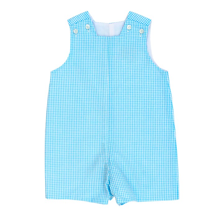 Aqua Check Seersucker Short John John