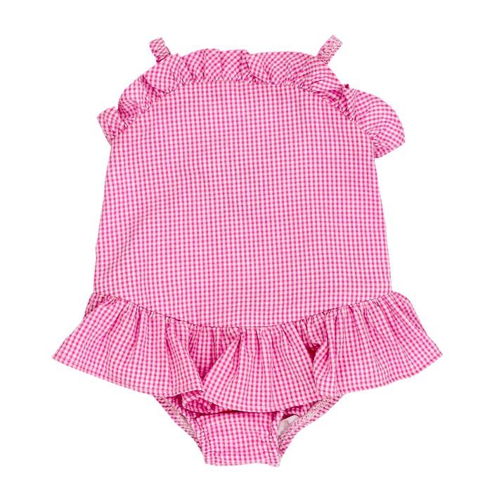 Pink Check Seersucker One-Piece Swimsuit