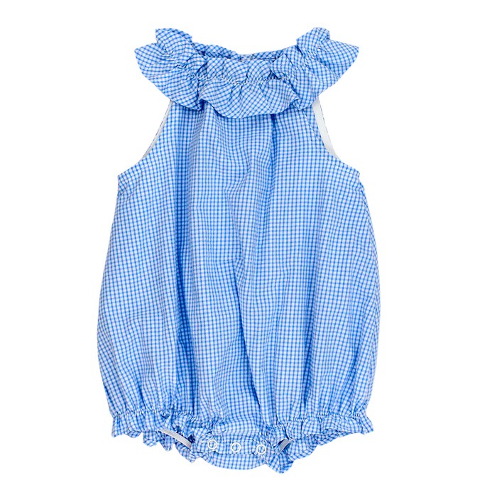 Blue Check Seersucker Short Romper