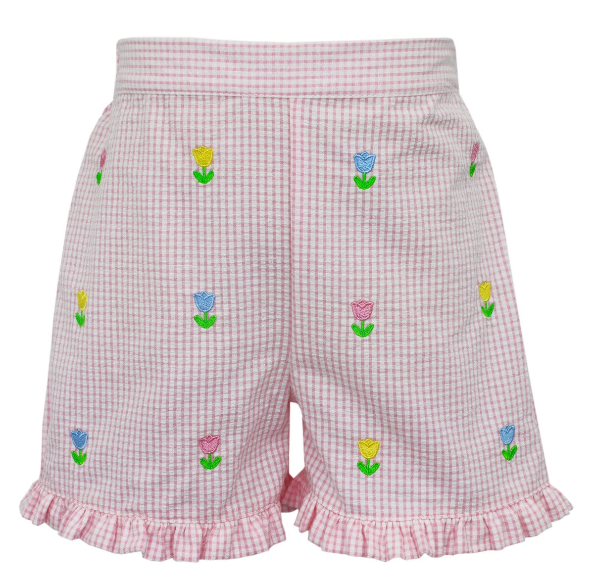 Pink Gingham Seersucker Tulip Shorts