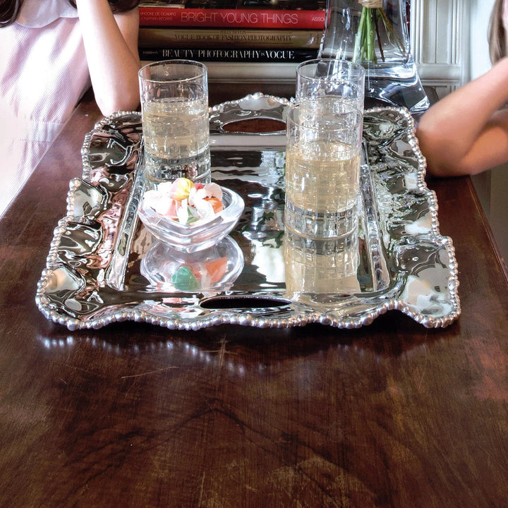 Organic Pearl Kristi Medium Rectangular Tray With Handles