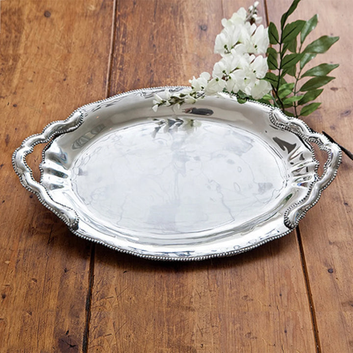 Pearl Denisse Oval Tray With Handles