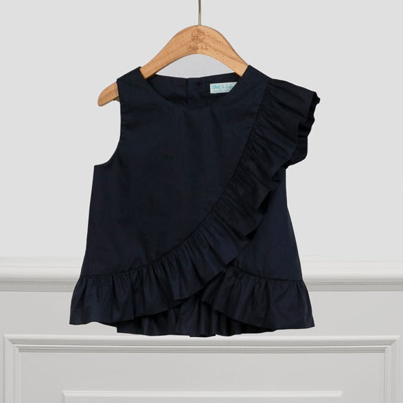 Navy Poplin Blouse