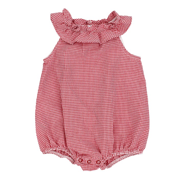 Red Check Seersucker Short Romper