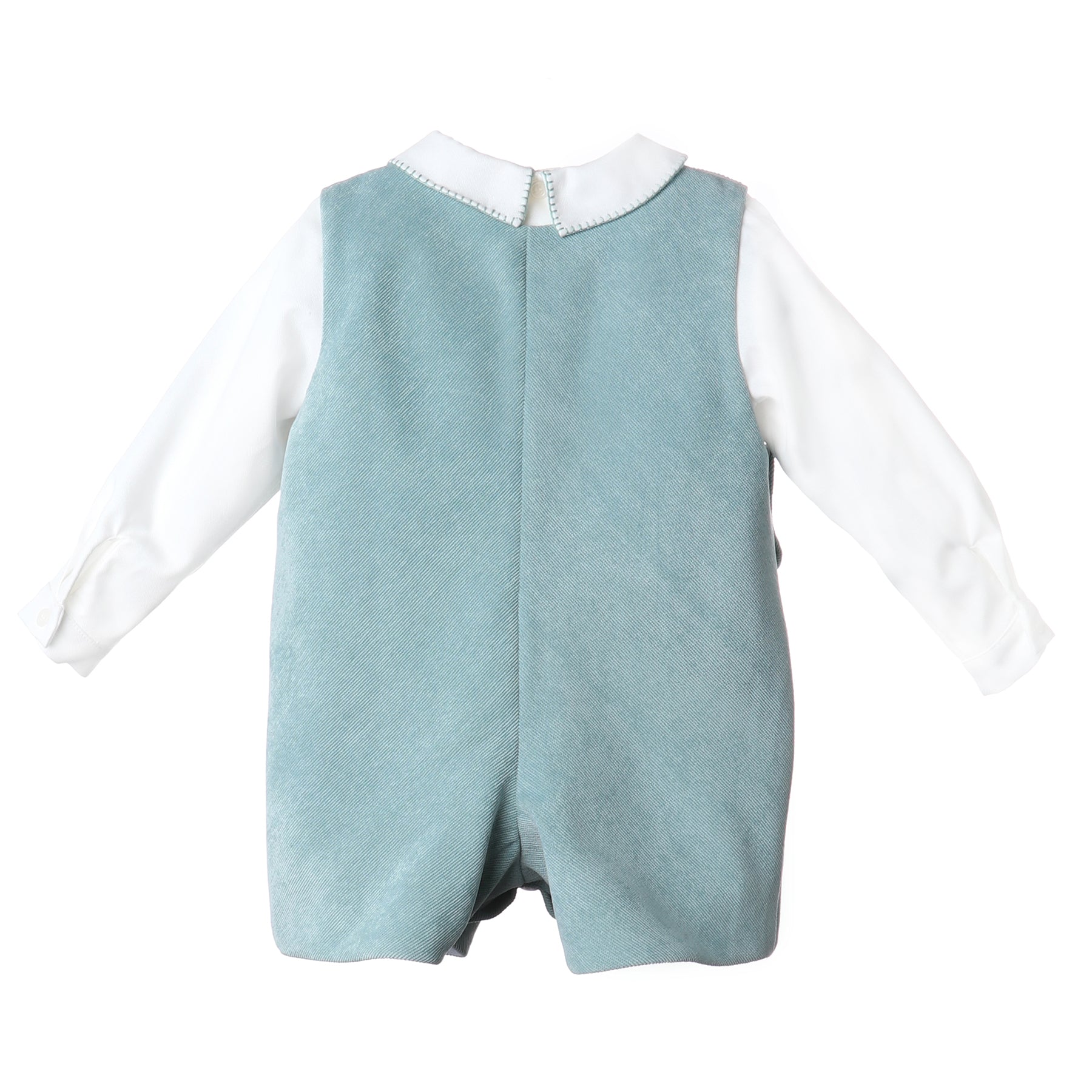 Classic Turquoise Johnny Boy Romper & White Shirt Set