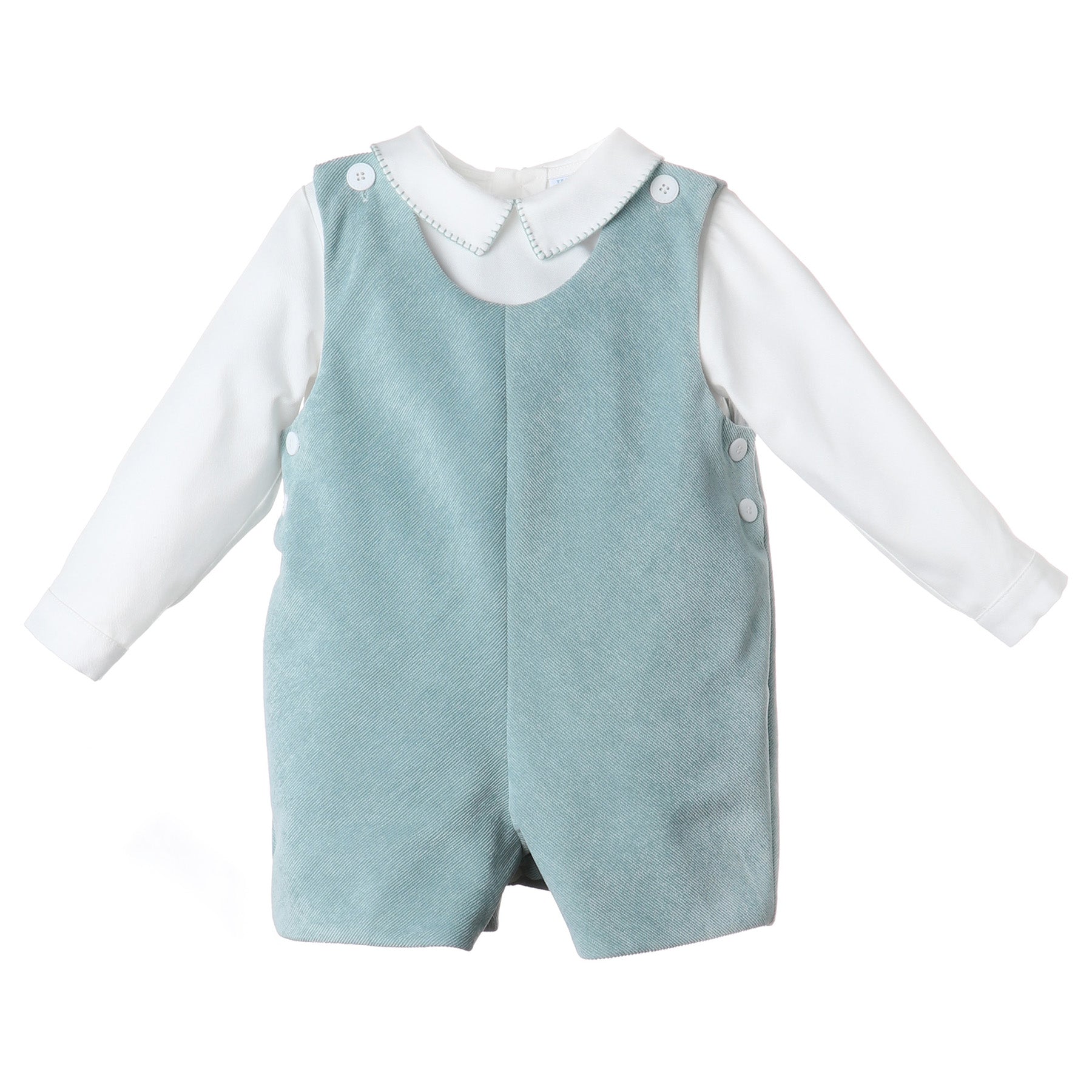 Classic Turquoise Johnny Boy Romper & White Shirt Set