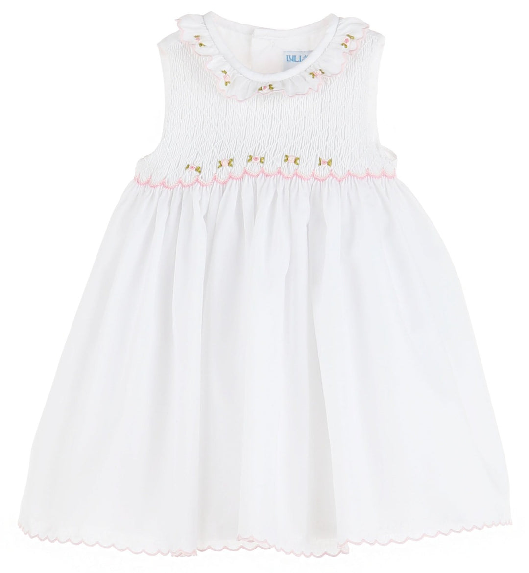 Pink Embroidered Full Smock Dress