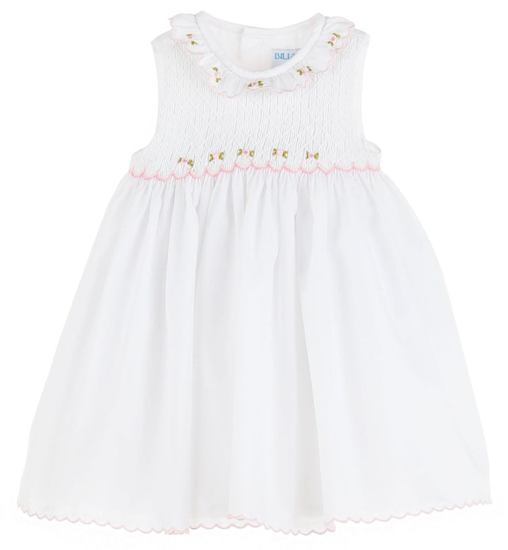 Pink Embroidered Full Smock Dress