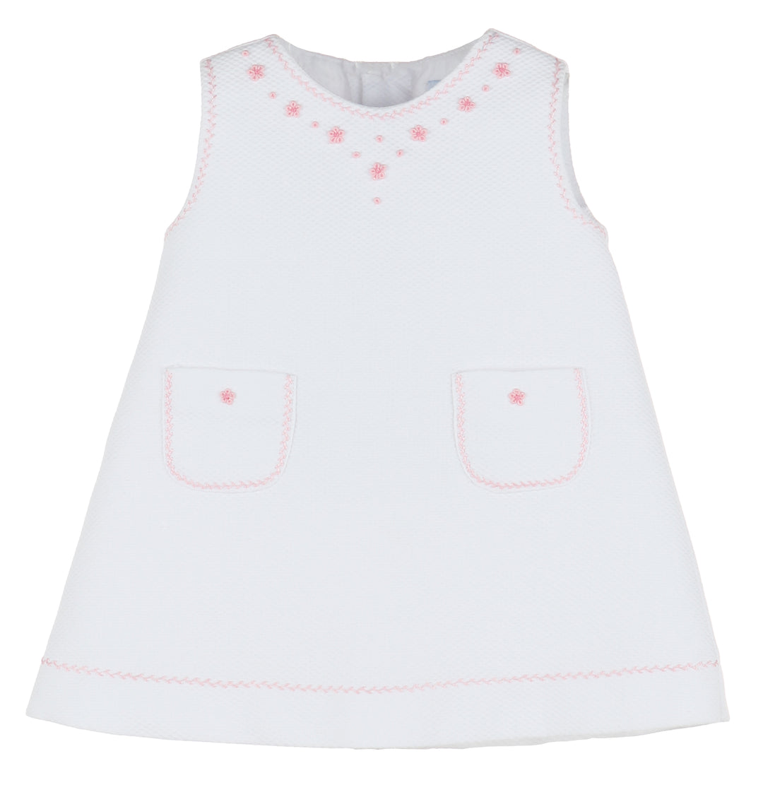 Pink All-Stitches A-Line Dress With Pockets