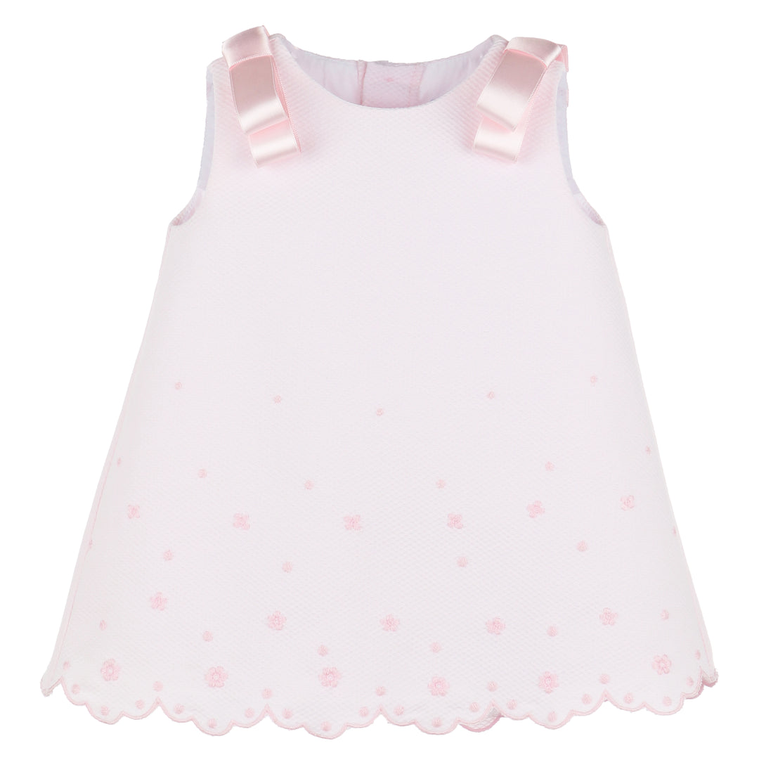 Pink Embroidered Scallop A-Line Dress