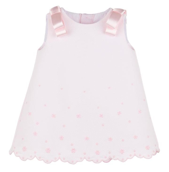 Pink Embroidered Scallop A-Line Dress