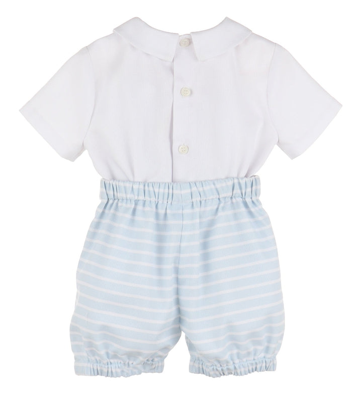 Blue & White Honeycomb Smock Short Set