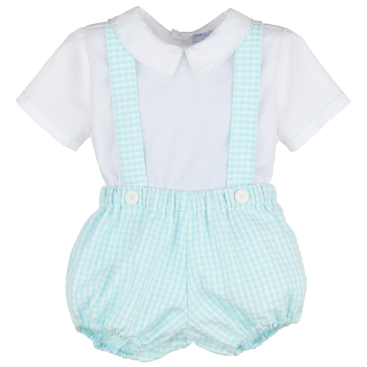 Aqua Gingham Boy Set