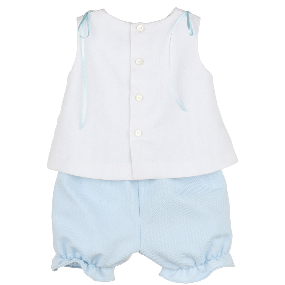 Blue Embroidered Scallops Set
