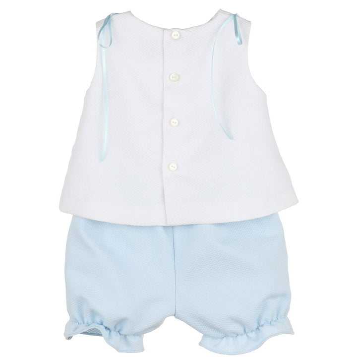 Blue Embroidered Scallops Set