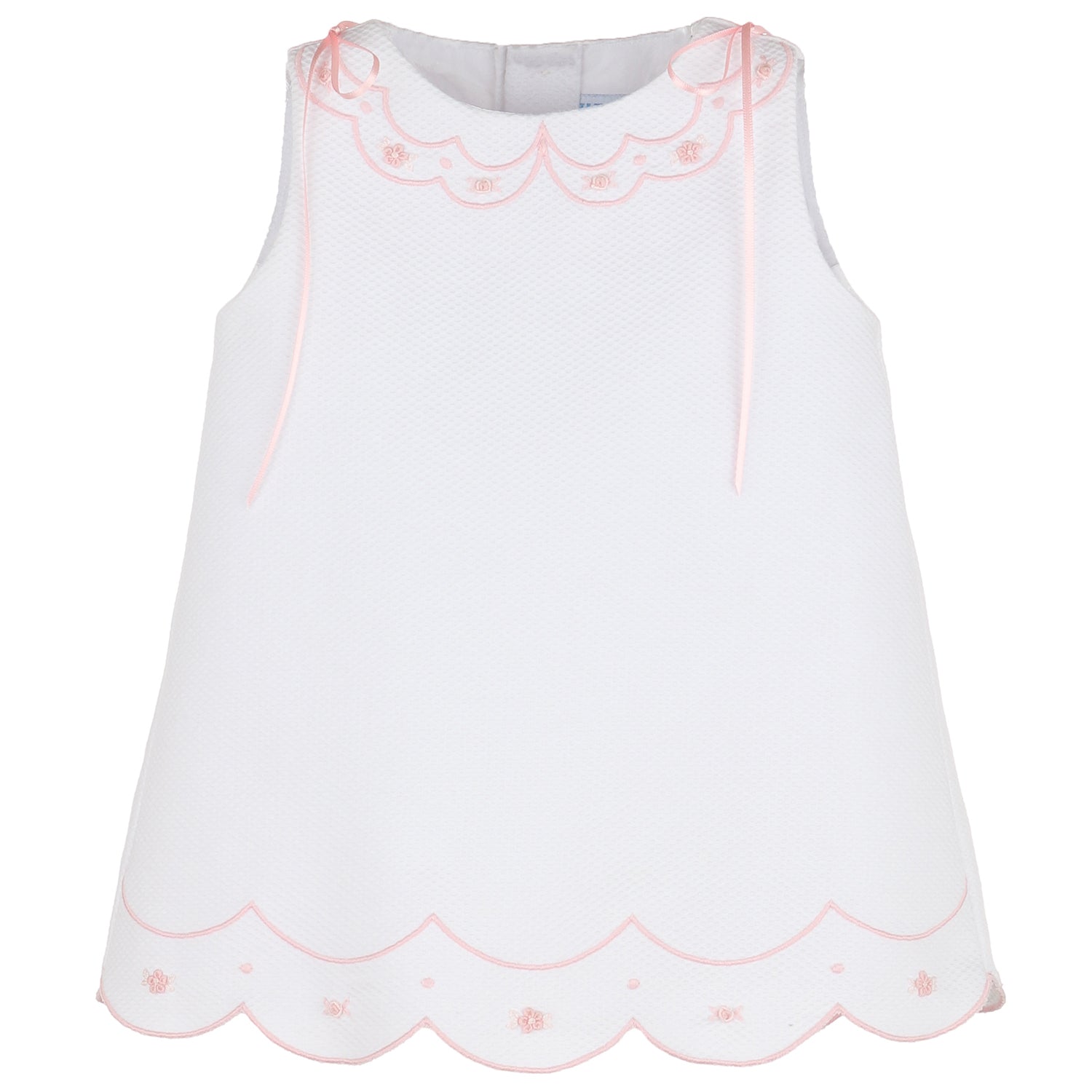 Pink Embroidered Scallops A-Line Dress