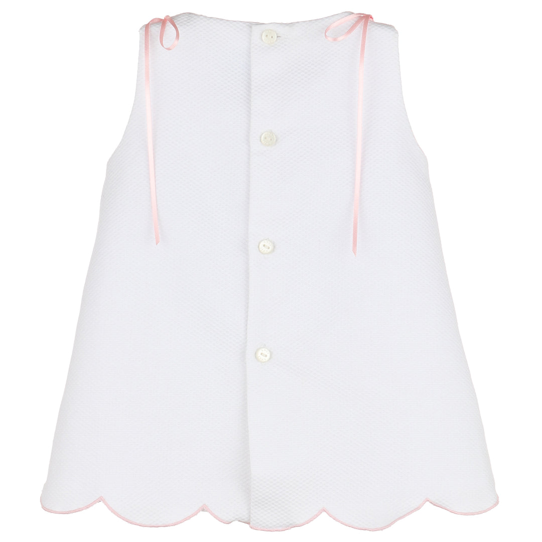 Pink Embroidered Scallops A-Line Dress
