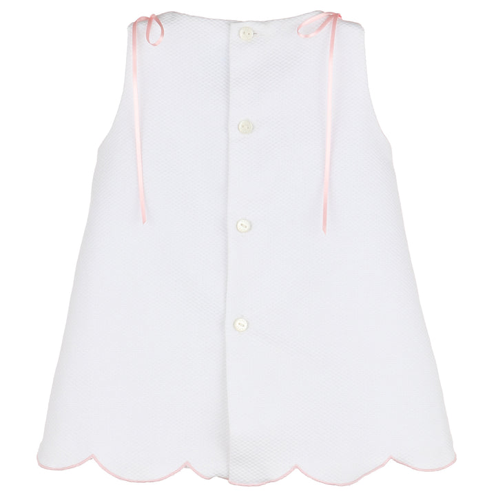 Pink Embroidered Scallops A-Line Dress