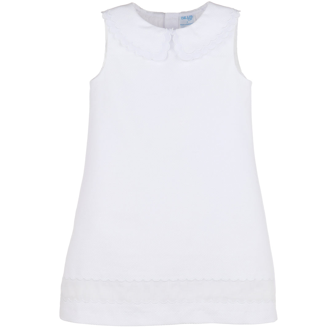 White Insert Scallops Dress
