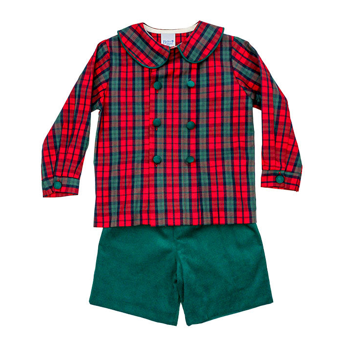 December Plaid & Clover Corduroy Dressy Short Set