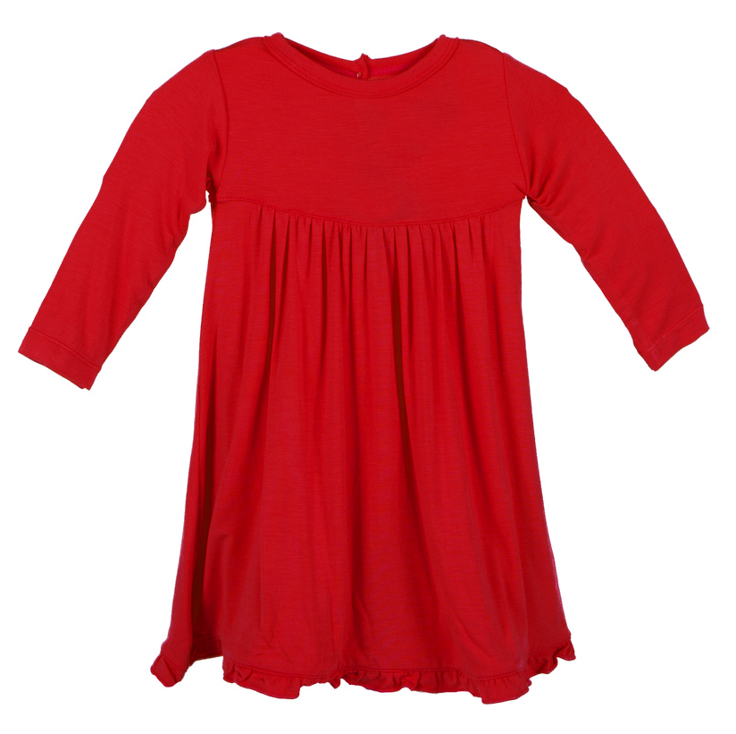 Crimson Long Sleeve Swing Dress