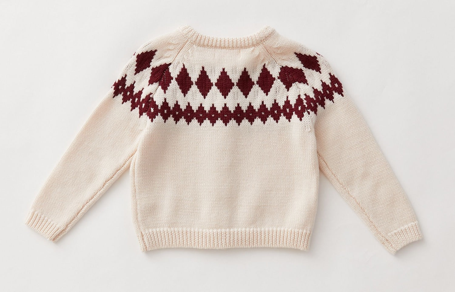 Cream With Brick Red Fair Isle Sweater