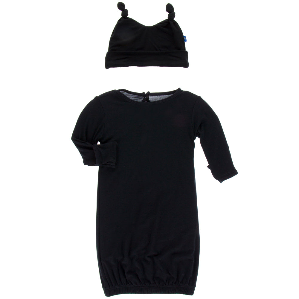 Midnight Layette Gown & Double Knot Hat Set