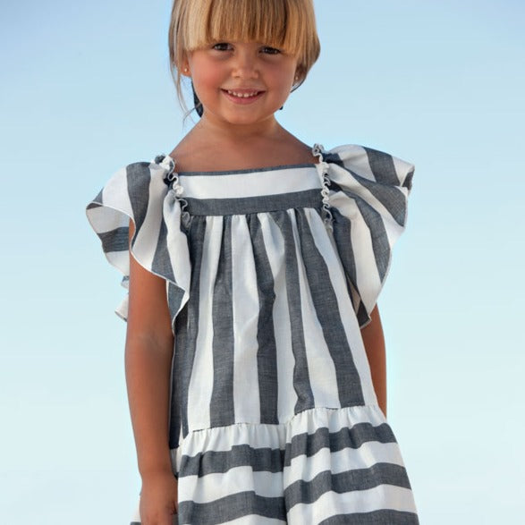 Denim & White Striped Linen Dress