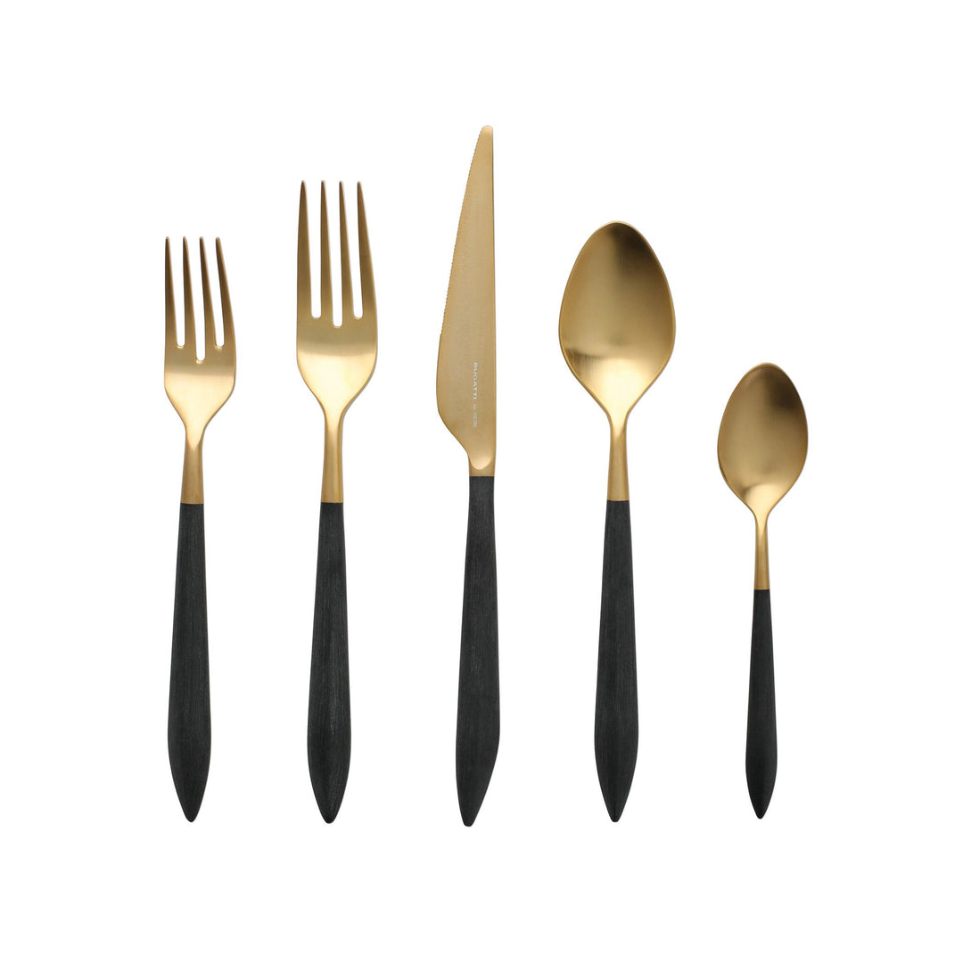 Ares Oro &amp; Black Five Piece Place Setting