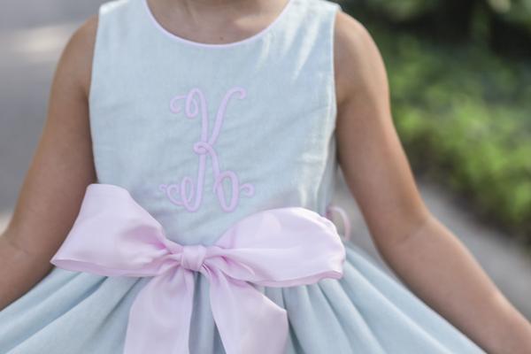 Misty Blue Linen Empire Dress