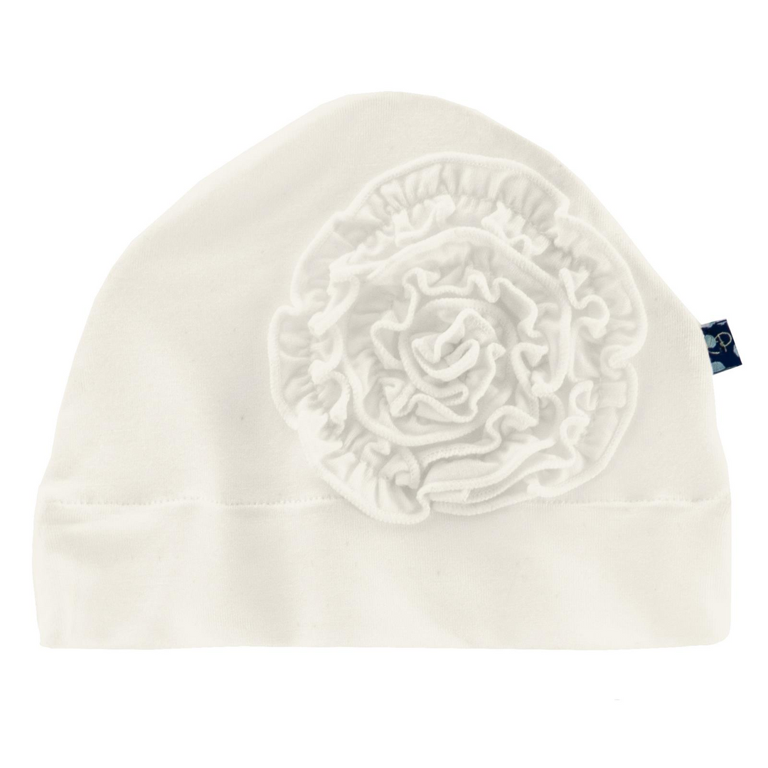 Natural Solid Ruffle Flower Hat