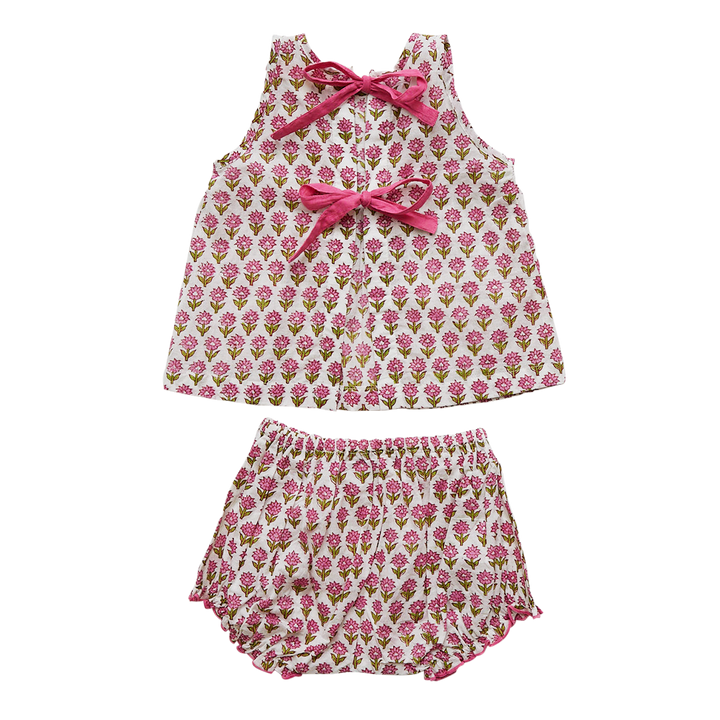 Pink Floral Block Jaipur 2 Piece Set