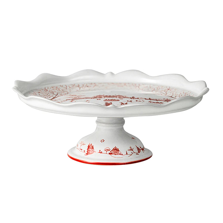 Country Estate Winter Frolic Cake Stand - Ruby