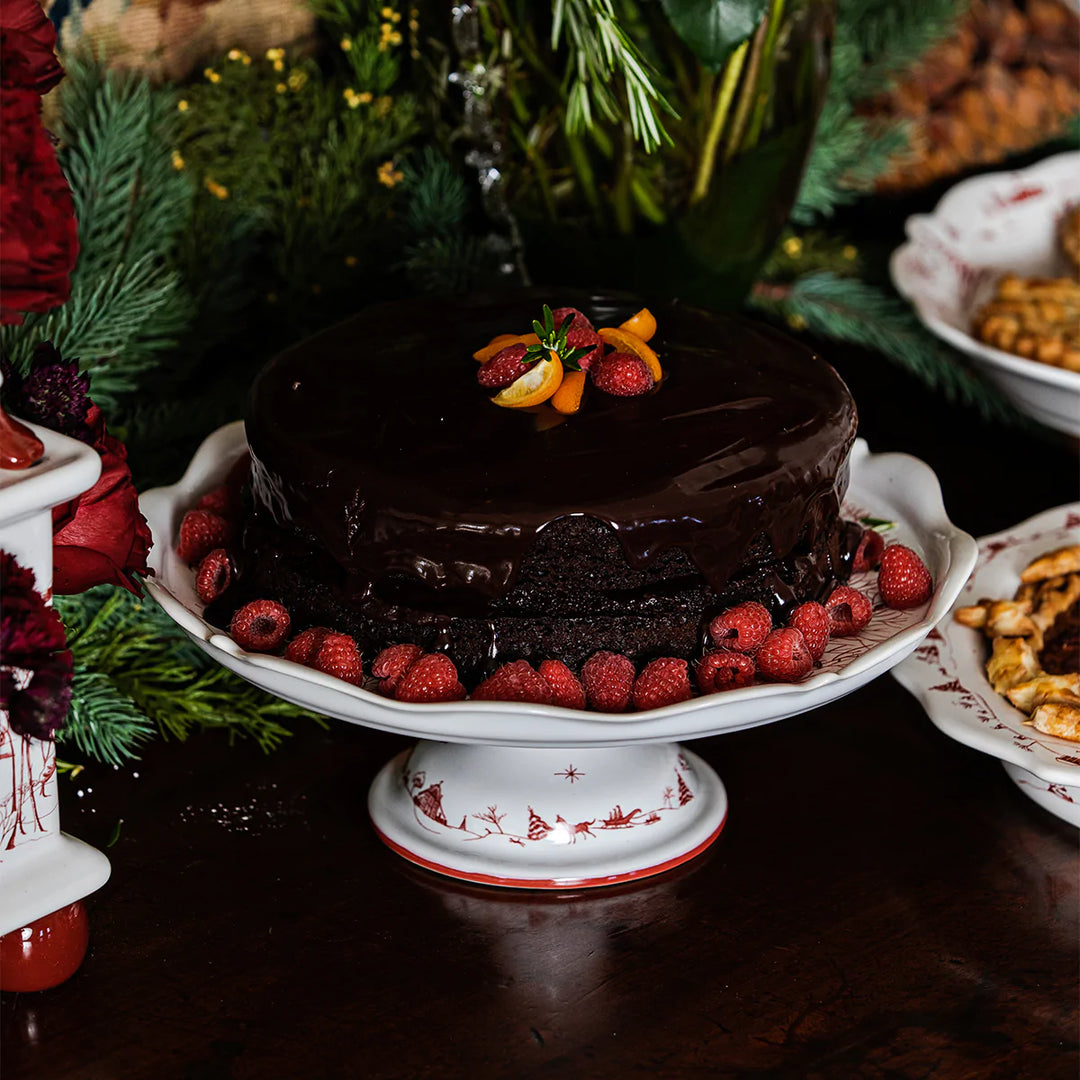 Country Estate Winter Frolic Cake Stand - Ruby