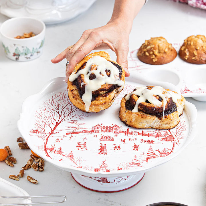 Country Estate Winter Frolic Cake Stand - Ruby